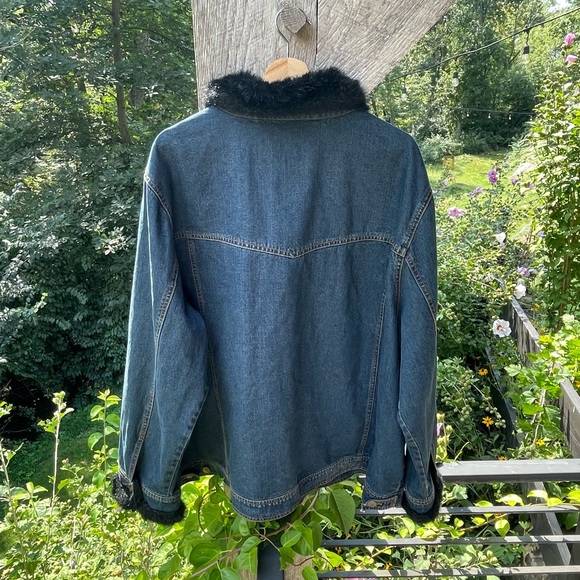 Dennis Basso Faux Fur Denim Jacket - Picture 5 of 8